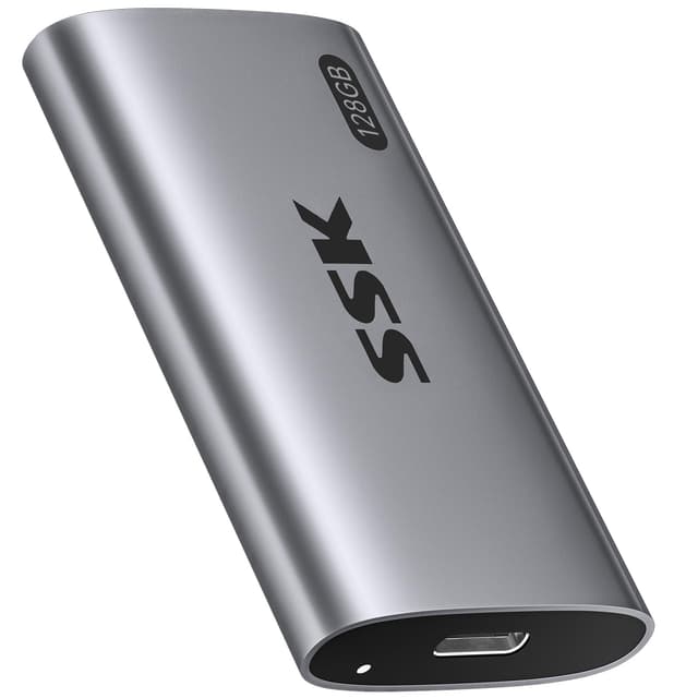 SSK 128GB Externe SSD Festplatte 🔥 Portable SSD bis zu 550 MB/s 🔥 USB C SSD für iPhone 15/Pro, Windows, Mac, Android
