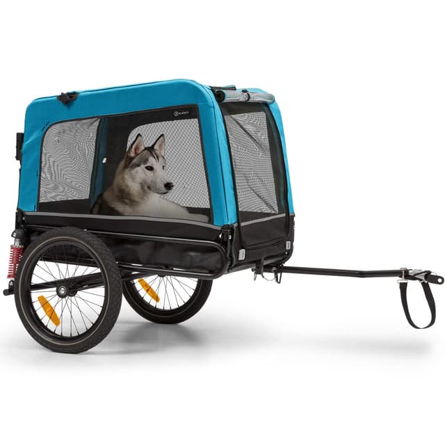 🐕 Klarfit Fahrradanhänger für Hunde | 2-in-1 Hunde Fahrradanhänger & Hundebuggy Blau 🚲