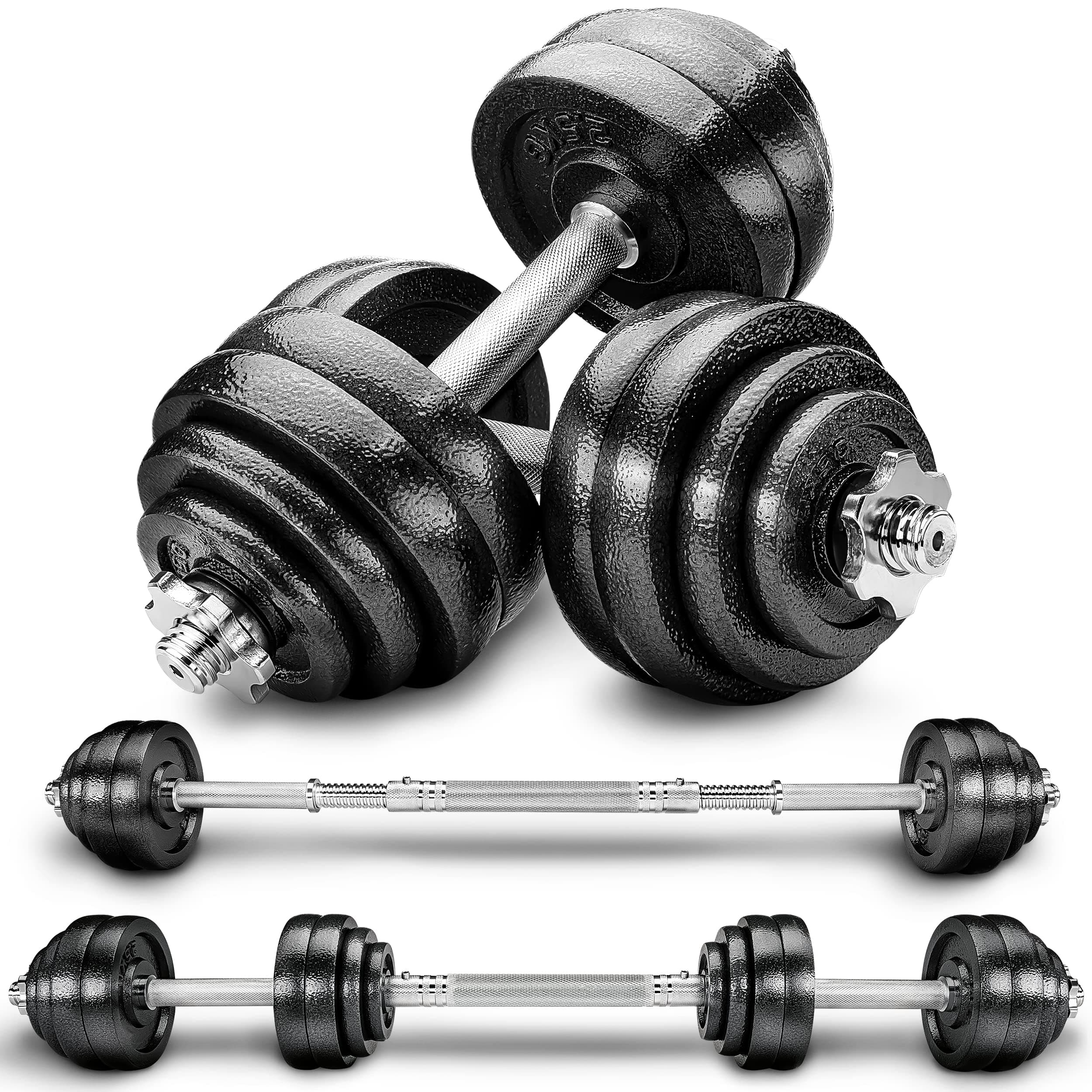 🏋️‍♂️ RE:SPORT 2-in-1 Hanteln Set 15-30kg | Gusseisen verstellbar | Kurzhantel & Langhantel 🏋️‍♀️
