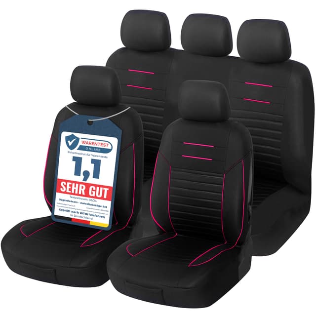 Upgrade4cars Autositzbezüge Set Universal Pink Autoschonbezüge Vordersitze & Rückbank
