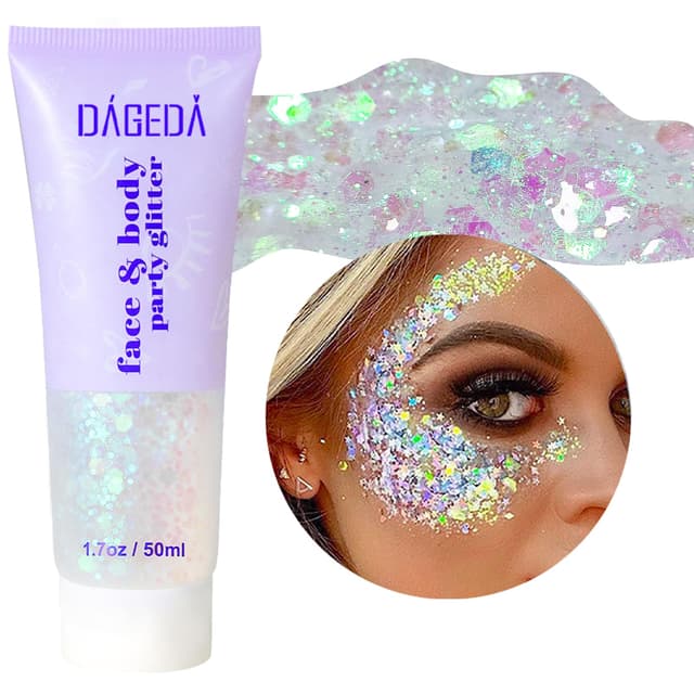 🌟 Prreal Body Glitter Gel 50ml & Mermaid Sequins Liquid Gel Kit 🧜‍♀️ - Festival Make-up Set! ✨