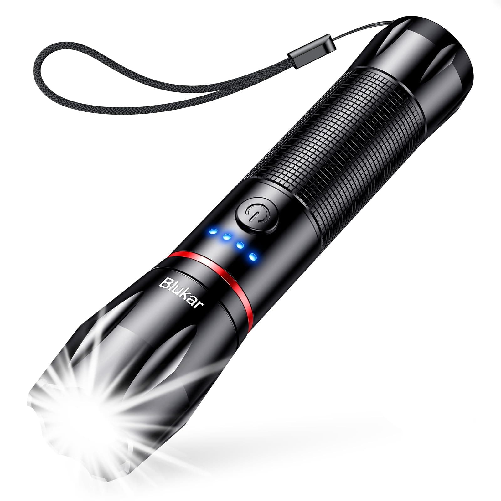 Blukar LED Taschenlampe Aufladbar, 2000 Lumen Extrem Helle Zoombares Taschenlampen 🌟
