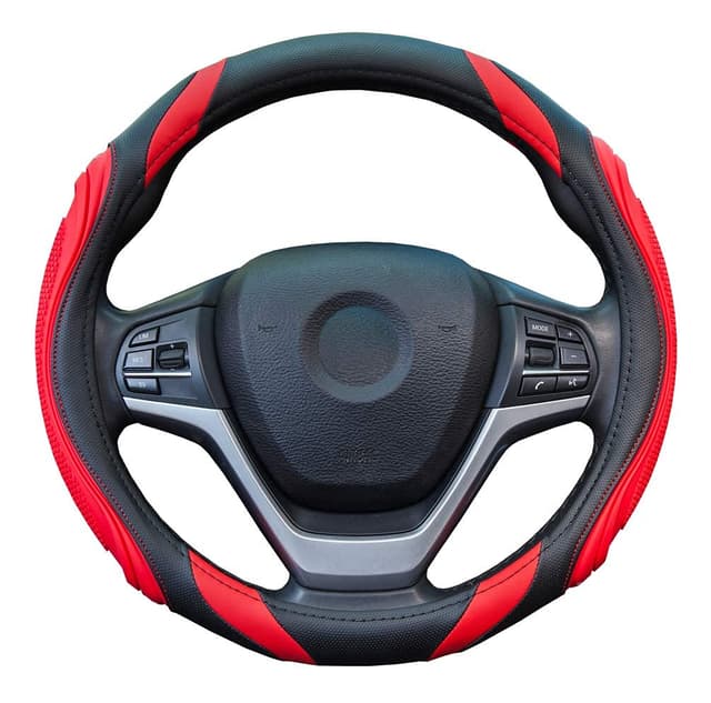 Auto Leder Lenkradbezug - Sport Universal 37-38cm Lenkradbezug, Rot 🚗😎