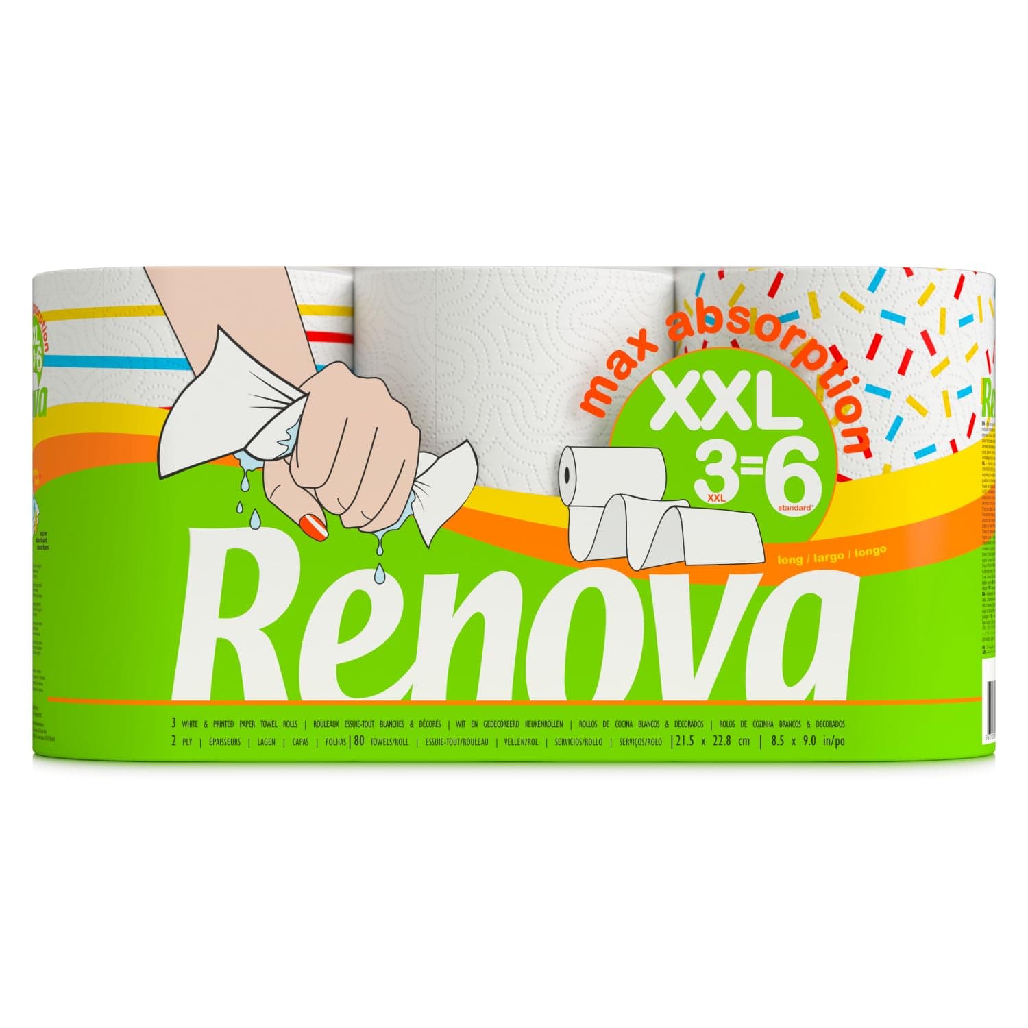 🌟 Super Deal: Renova Küchenrolle - 3 Rollen 3 Stück (1er Pack) Zufällig