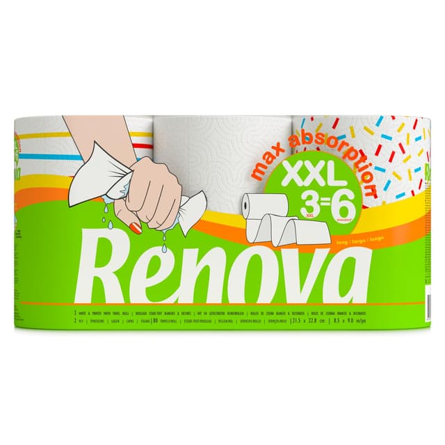 🌟 Super Deal: Renova Küchenrolle - 3 Rollen 3 Stück (1er Pack) Zufällig
