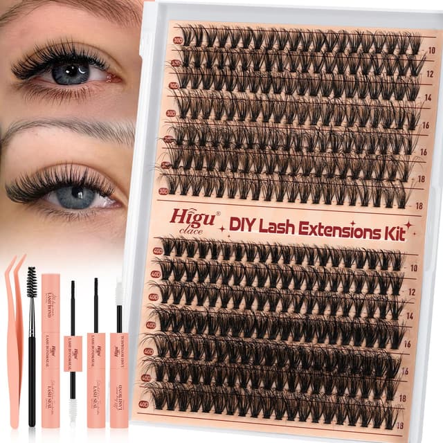 🌟Higu Wimpern-Extensions-Set 30D+40D 280Pcs - 7 Tage Halt mit Applikator und Kleber🌟