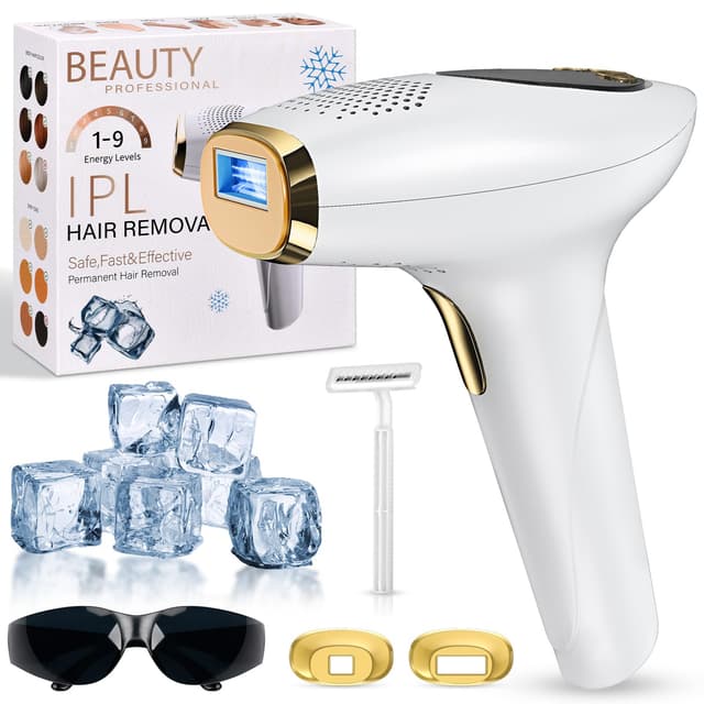 NIKYJM IPL Geräte Haarentfernung Laser mit Kühlfunktion 🌟 3 Erweiterte Funktionen HR/SC/RA 🌸 9 Energiestufen 🌺 999,999 Lichtimpulse Laser Haarentfernung für Frauen, Männer, Gesicht, Ganzkörper Bhrl-09