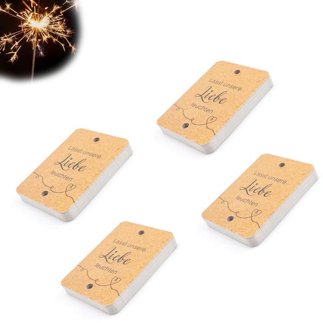 KINHARD Hochzeits Etiketten für Wunderkerzen 🎇 100 Stück - Sonderangebot