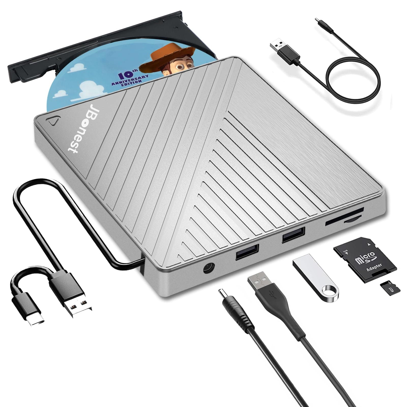 Externes CD DVD Laufwerk USB 3.0 Typ-C mit SD/TF-Kartenleser 🌟