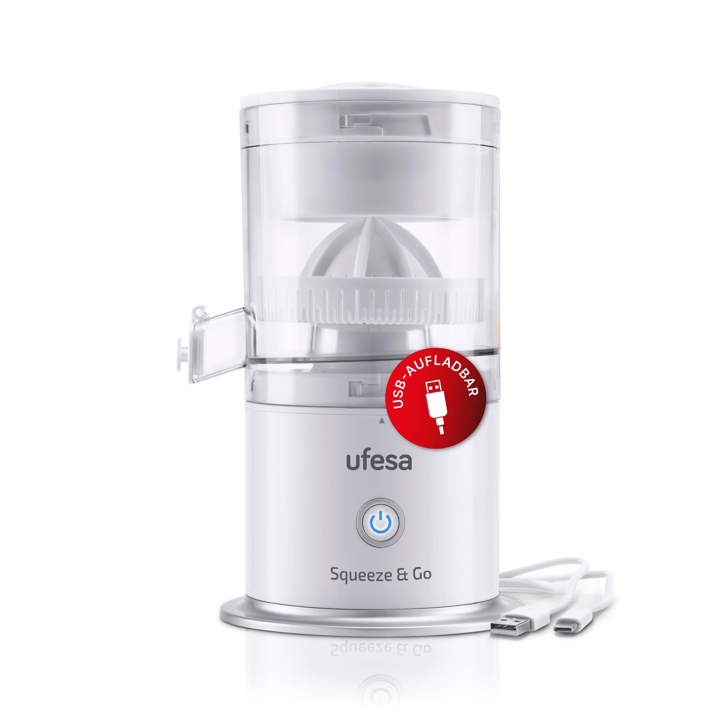 🍊🔋 Ufesa Squeeze & Go Weiß | Elektrischer Entsafter | Tragbar & Wiederaufladbar