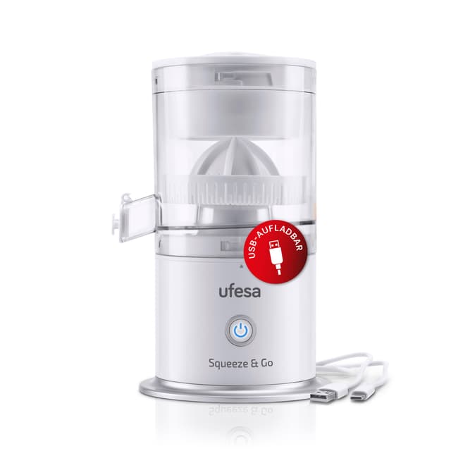 🍊🔋 Ufesa Squeeze & Go Weiß | Elektrischer Entsafter | Tragbar & Wiederaufladbar