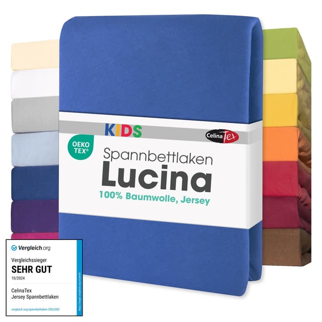 CelinaTex Jersey Spannbettlaken Lucina für Kids Dreierpack 60x120-70x140cm royal blau