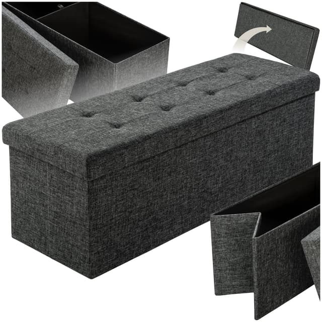 🌟 Tectake® Faltbare Sitzbank mit Stauraum - Dunkelgrau | Nr. 402236 🌟