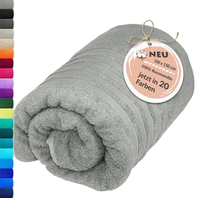 🌟 Angebot! Lashuma Badetuch 100x150 cm, London Frottee Strand Badetuch XXL Grau