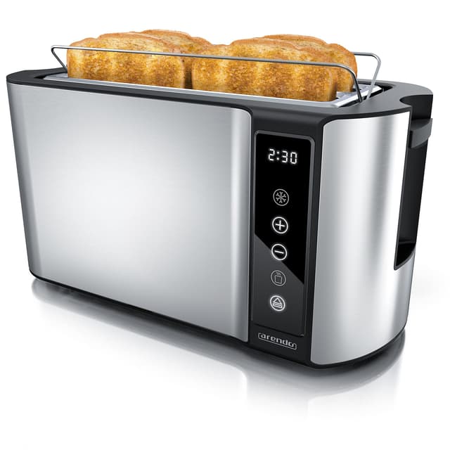 Arendo - Edelstahl Toaster Langschlitz 4 Scheiben - Touchscreen ⭐️ - Doppelwandgehäuse - 1500 W - Integrierter Brötchenaufsatz - 7 Bräunungsgrade