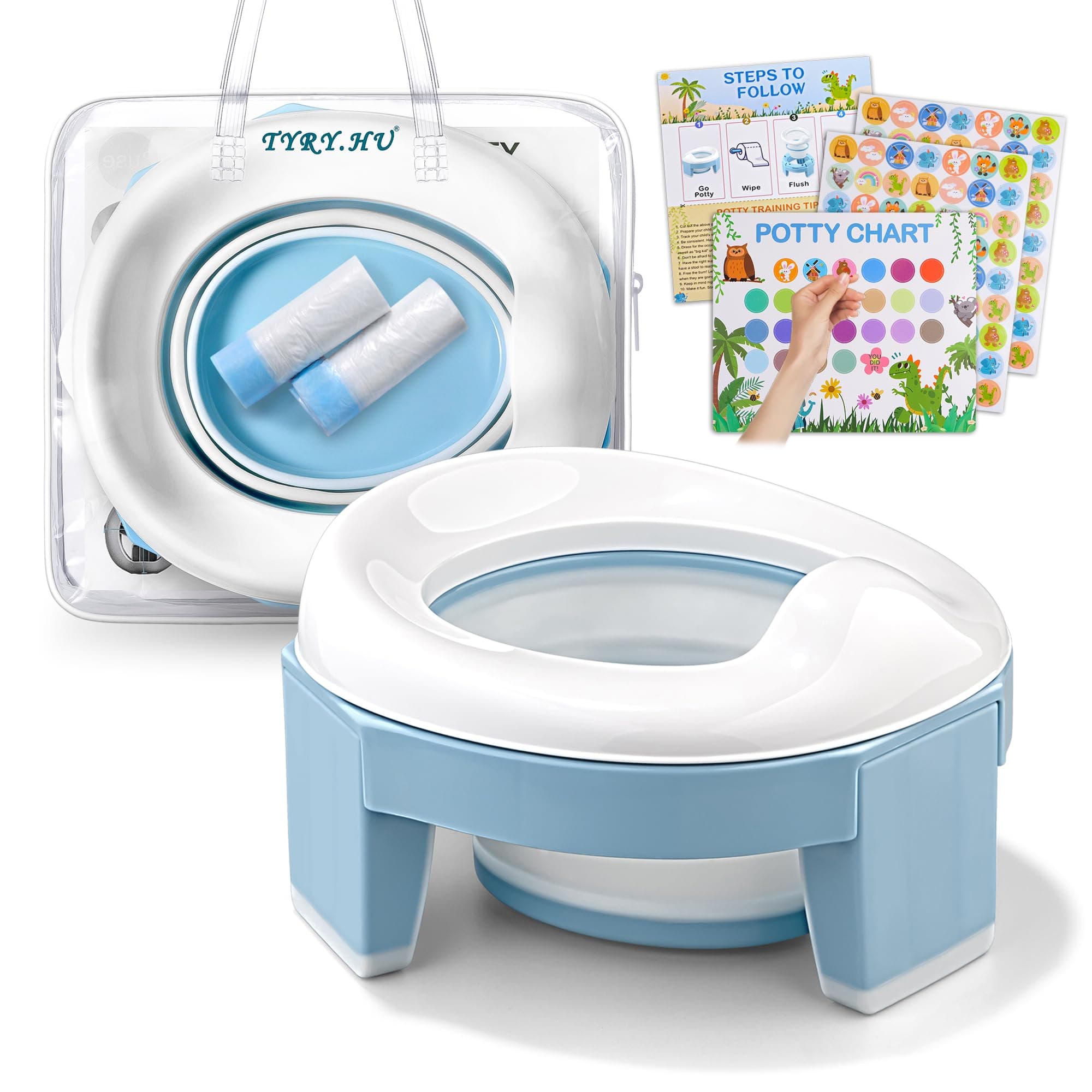 🚽 Kinder Toilettensitz 3-IN-1 Reisetöpfchen Training Sitze - Blau