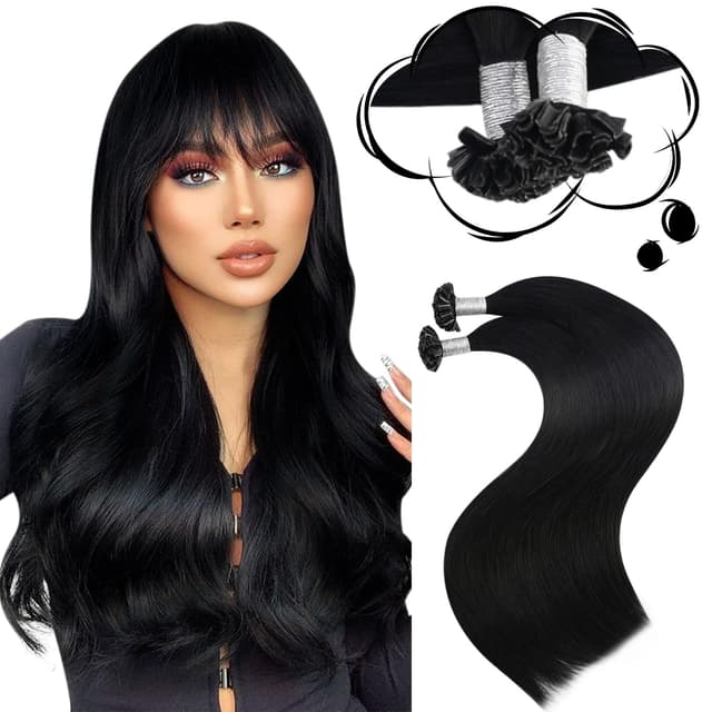 Moresoo Schwarz Keratin Bondings Extensions Echthaar 16/40cm Zoll Unsichtbar Remy Pre Bonded Echthaar Extensions Bondings U Tip Extensions Schwarz #1 50 Stück Haarextension Echthaar Bondings 50g 40 cm 1.U-Tip #1 🌟