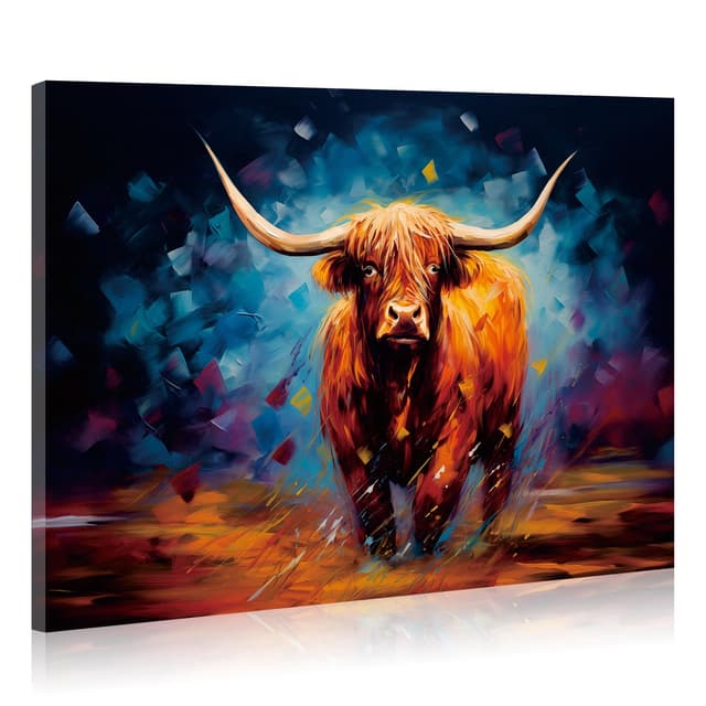 🎨 JBER Kuh Leinwand Gemälde Wandkunst 60x40cm - Lustige Tierdekoration