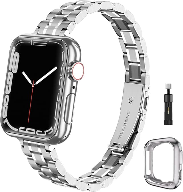 🌟 Hochwertiges Edelstahlarmband für Apple Watch 38mm/40mm/41mm - Silber S-Silber
