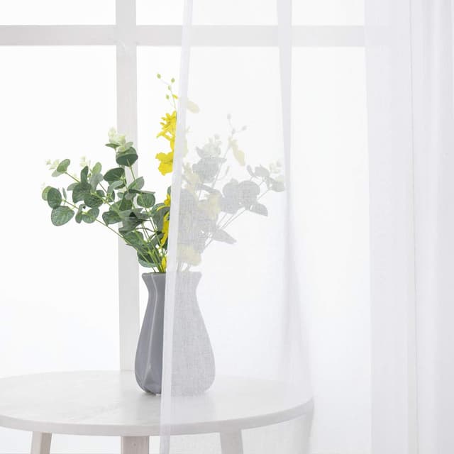 MIULEE 2er Set Sheer Voile Vorhang Stangedurchzug Transparente Gardine aus Voile Polyester Fensterschal Transparent Wohnzimmer Luftig für Schlafzimmer 140 X 215 cm (B x H), Rod Pocket Weiß H215 x B140 cm (2er Pack) Weiß