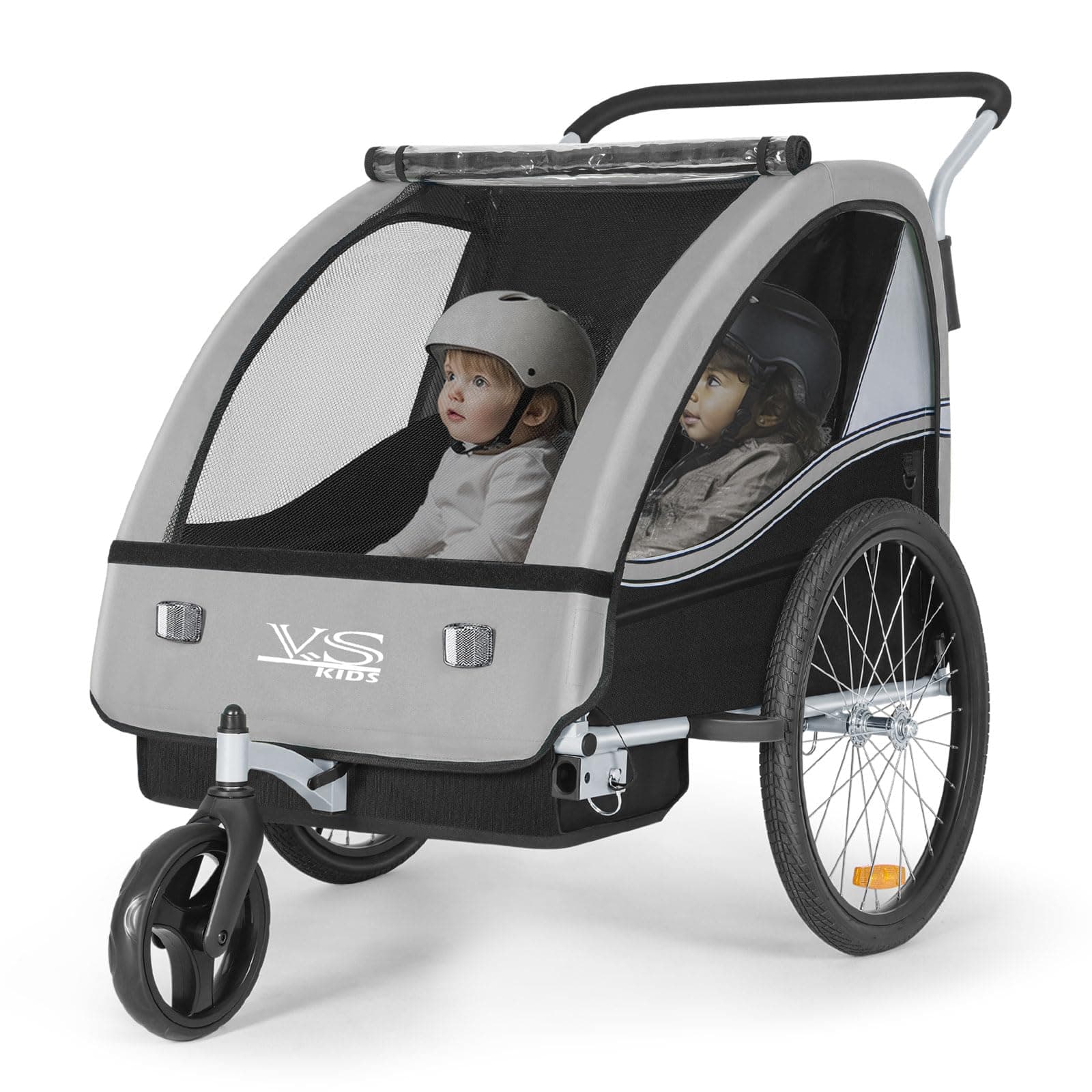 🚴‍♂️👶 Tiggo VS 2 in 1 Kinderanhänger Fahrradanhänger Anhänger mit Buggy Set Jogger 50202 Grau