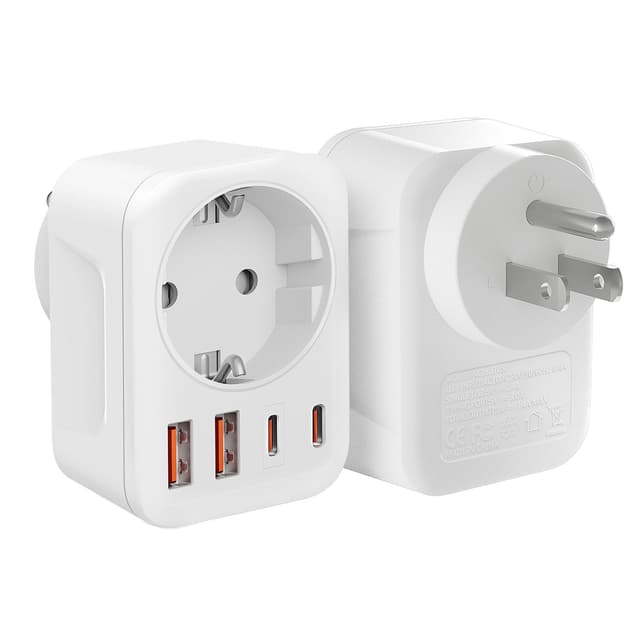 2 Stück Reiseadapter USA-Adapter USA mit 2 USB 2 Typ-C(3.4A),mit 1 AC,USA Adapter Steckdose,Stromadapter USA,Adapter USA Deutschland Stecker,Steckdosenadapter Typ B für Amerika Kanada Mexiko Thailan Weiße-2 Stück