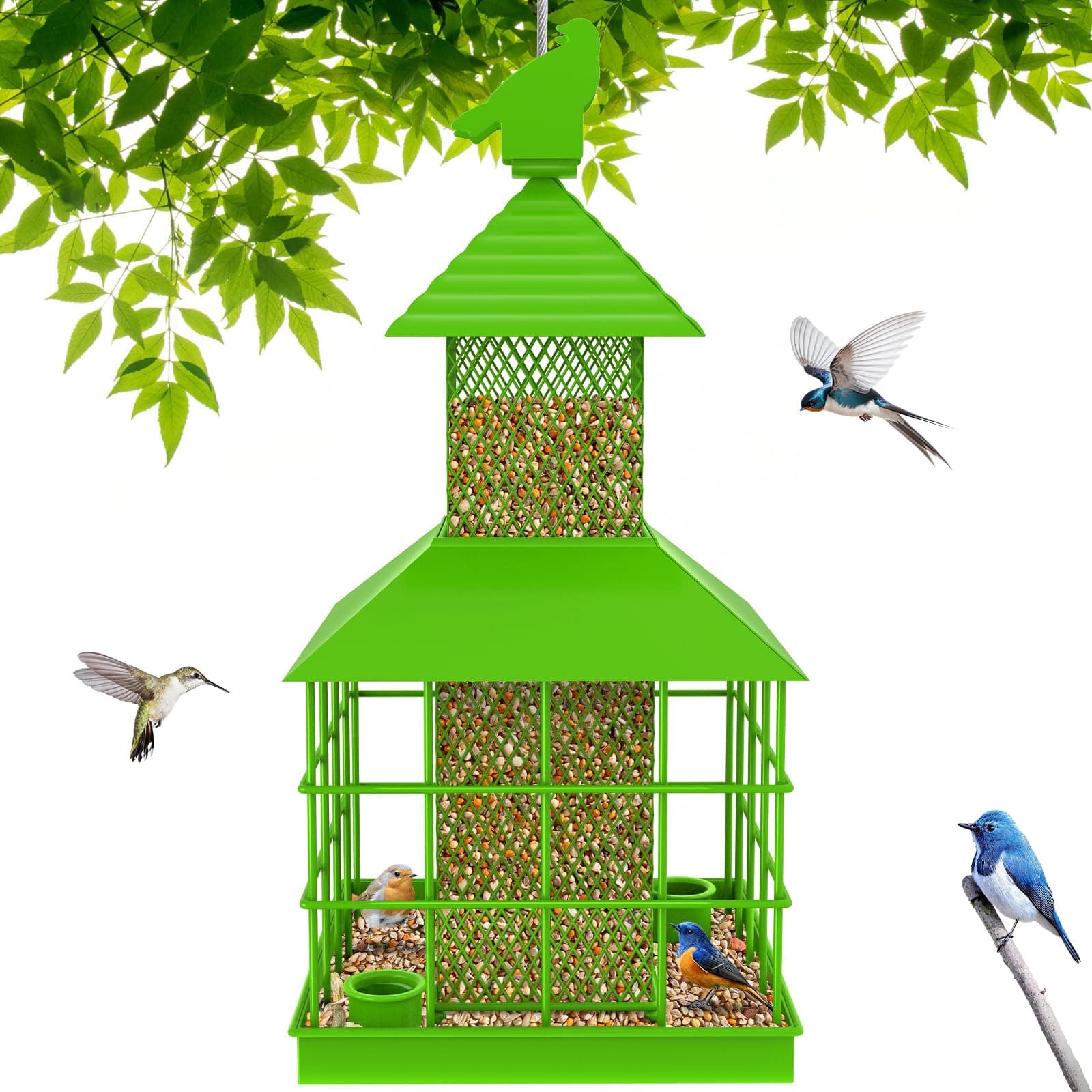 🐦🌿 Käfigvogelfutterautomaten Eichhörnchen-sicher - Wildvogelfutterhäuschen für draußen hängend 🌳