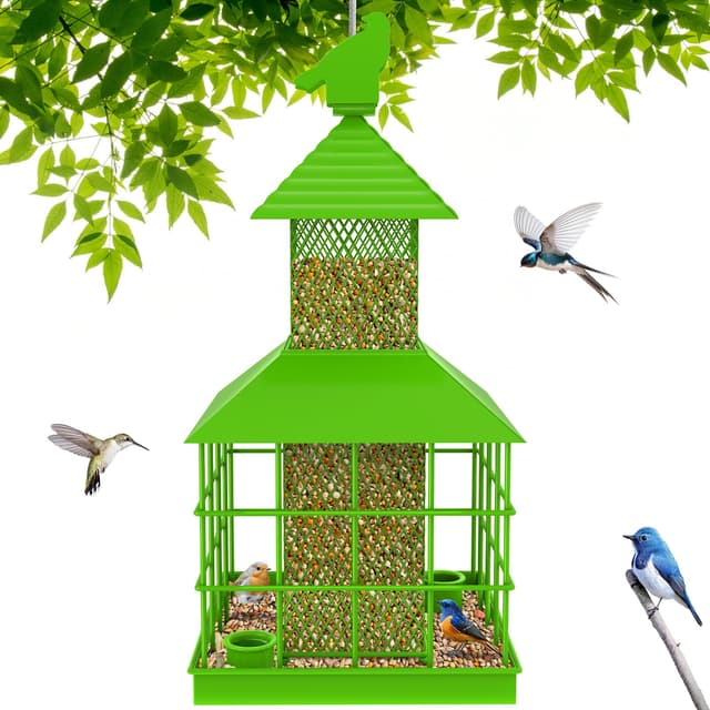 🐦🌿 Käfigvogelfutterautomaten Eichhörnchen-sicher - Wildvogelfutterhäuschen für draußen hängend 🌳