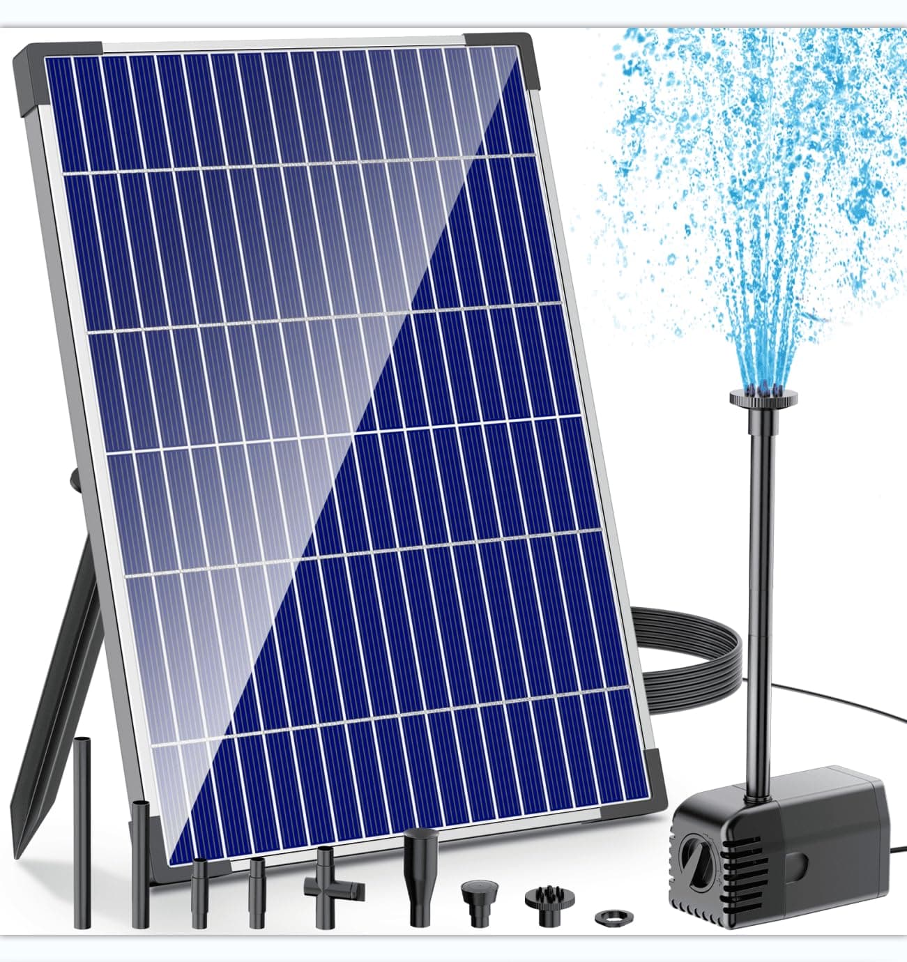 Biling Solar Teichpumpe mit Filter 12W 605L/H 🌞🌊