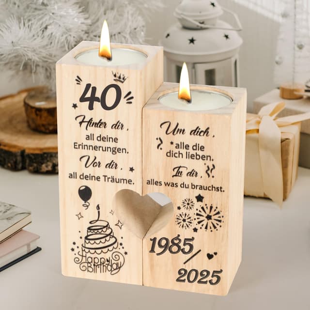 🎉 Seutgjie Deko 40. Geburtstag Frau Geschenk 🎁 Kerzenständer 1985 bis 2025