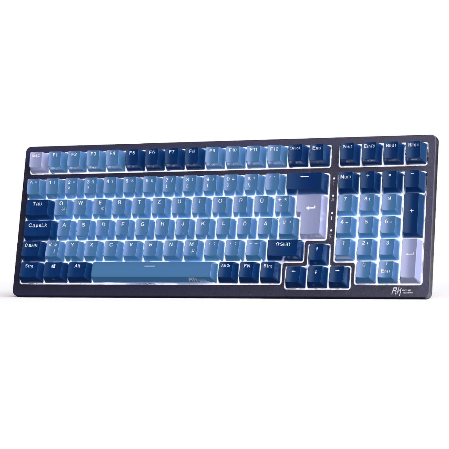 RK ROYAL KLUDGE RK98 Mechanische Tastatur 🎮 Kabellose Gaming Tastatur 2.4G/Bluetooth 5.1/USB-C RGB Hinterleuchtet Deutsches Layout QWERTZ 100 Tasten Hot Swappable Roter Schalter, Blau