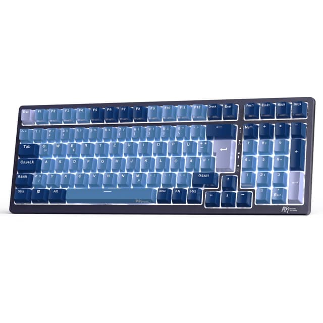 RK ROYAL KLUDGE RK98 Mechanische Tastatur 🎮 Kabellose Gaming Tastatur 2.4G/Bluetooth 5.1/USB-C RGB Hinterleuchtet Deutsches Layout QWERTZ 100 Tasten Hot Swappable Roter Schalter, Blau