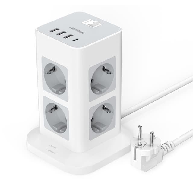 🔌🔋 TESSAN 8 Fach Mehrfachsteckdose mit USB C | Steckdosenleiste Überspannungsschutz