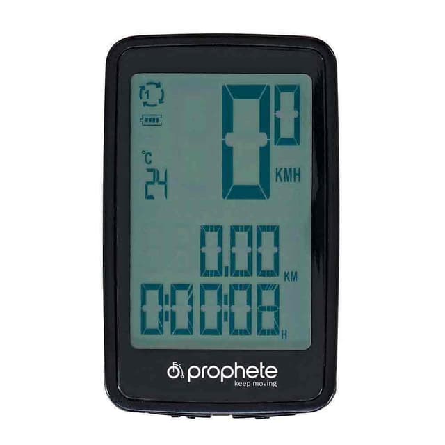 Prophete Fahrradcomputer mit 14 Funktionen und Funkübertragung – Schwarz