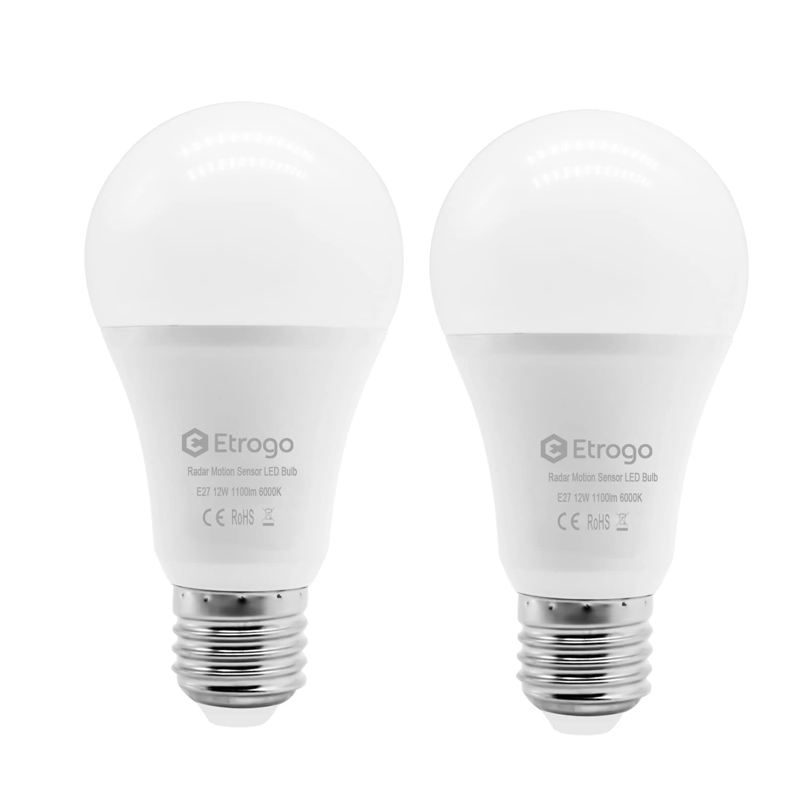 🌟 Etrogo LED Birne Bewegungsmelder E27 12W 1100M Warmweiß 3000K (2-Stück) 🌙