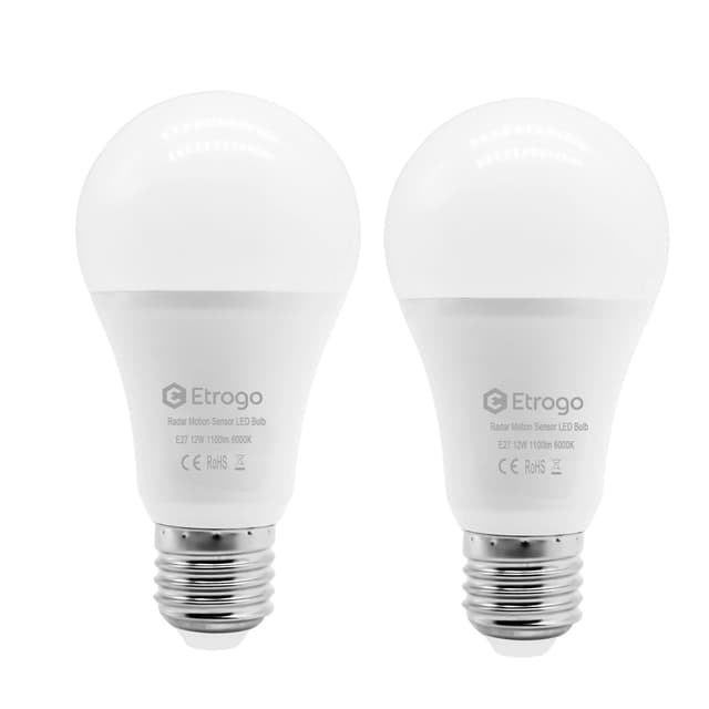🌟 Etrogo LED Birne Bewegungsmelder E27 12W 1100M Warmweiß 3000K (2-Stück) 🌙