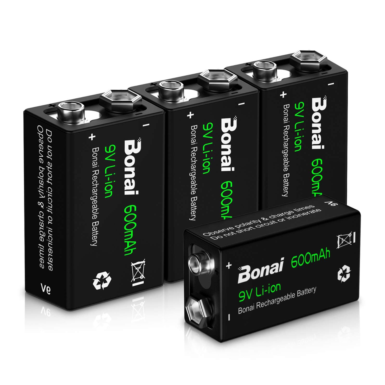 BONAI Akku 9V Block 600mAh Li-ion Wiederaufladbare Batterien - Angebot