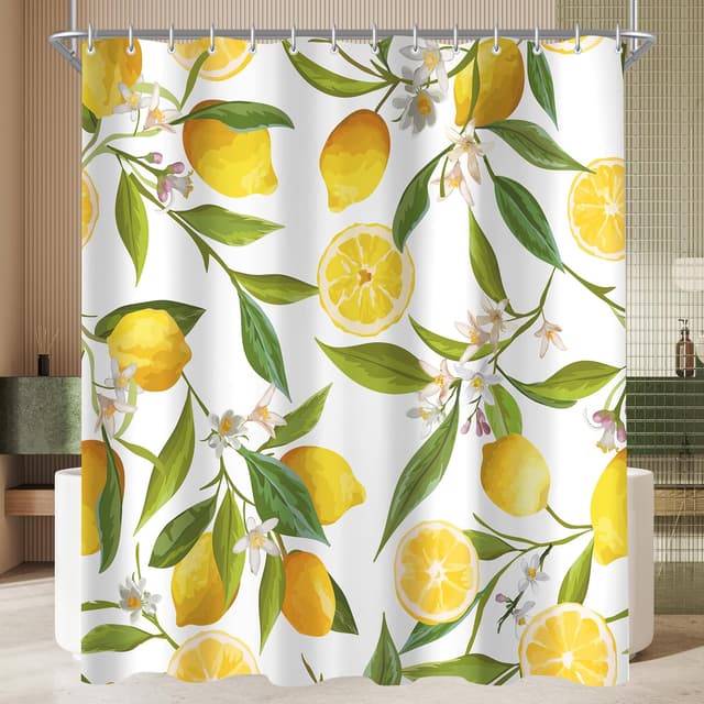 🍋 Lerores Duschvorhang 240x200cm Zitrone Blatt 🍃