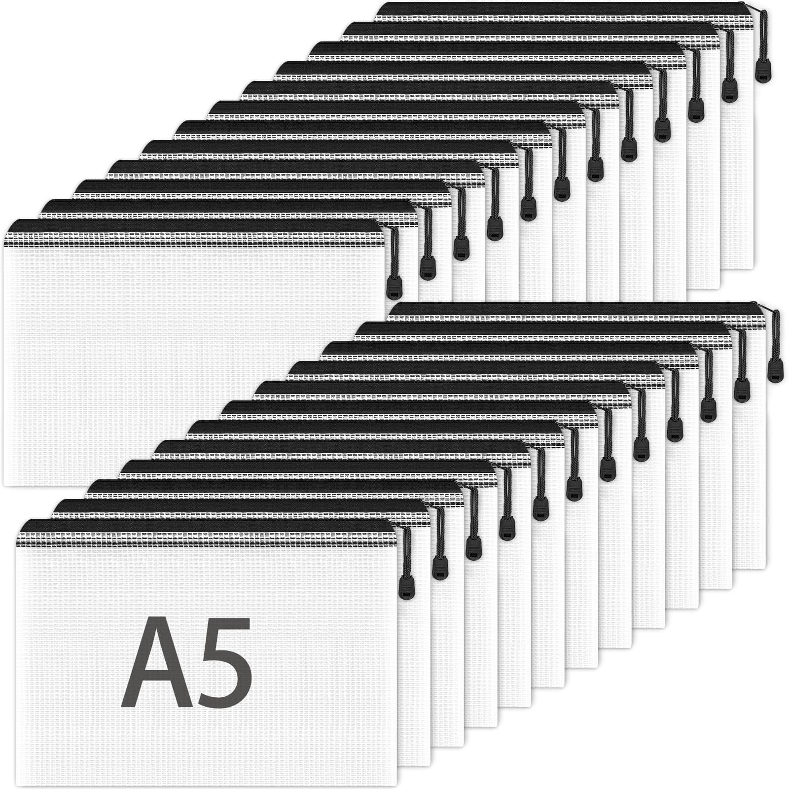 📁 Dokumententasche A5 mit Reißverschluss, 24 Stück Schwarz 🖤