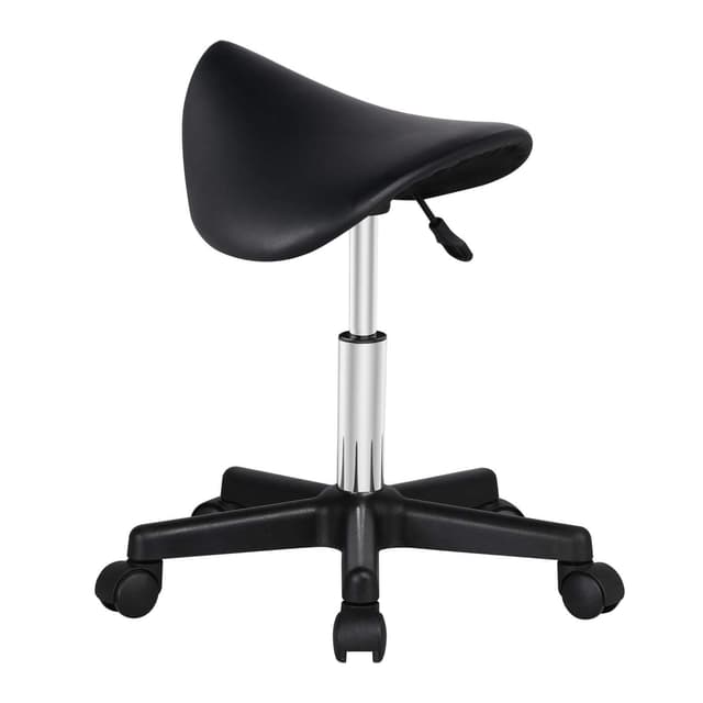 🪑 Yaheetech Sattelhocker Rollhocker Drehhocker Praxishocker Arbeitshocker Bürohocker Hocker mit höhenverstellbaren 5 Rollen schwarz - Angebotspreis!