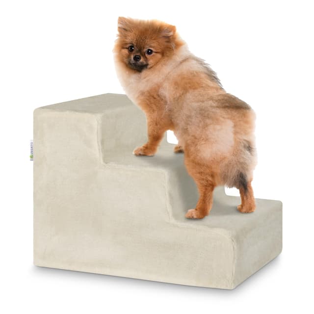 🐾 Juskys Haustiertreppe Hundetreppe 36 cm - Treppe 3 Stufen Plüsch-Bezug 🐶🐱