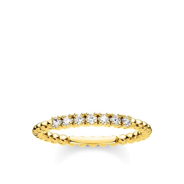 🌟 THOMAS SABO Ring Kugeln mit weißen Steinen gold vergoldetes Silber TR2323-414-14-50 🌟
