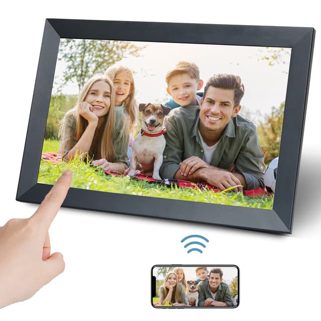 Aorpdd Digitaler Bilderrahmen WLAN 10.1 Zoll HD IPS-Touchscreen Schwarz 10.1 Zoll WLAN Schwarz