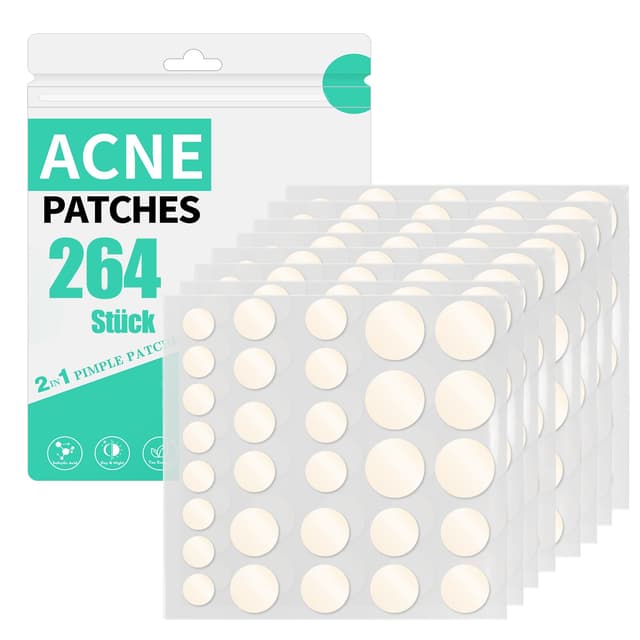 264 Stück Pimple Patches Hydrokolloid Unsichtbare Pickel Patch 🌟 Akne Patches 🛡️ Wasserdichte Atmungsaktive Acne Pflaster