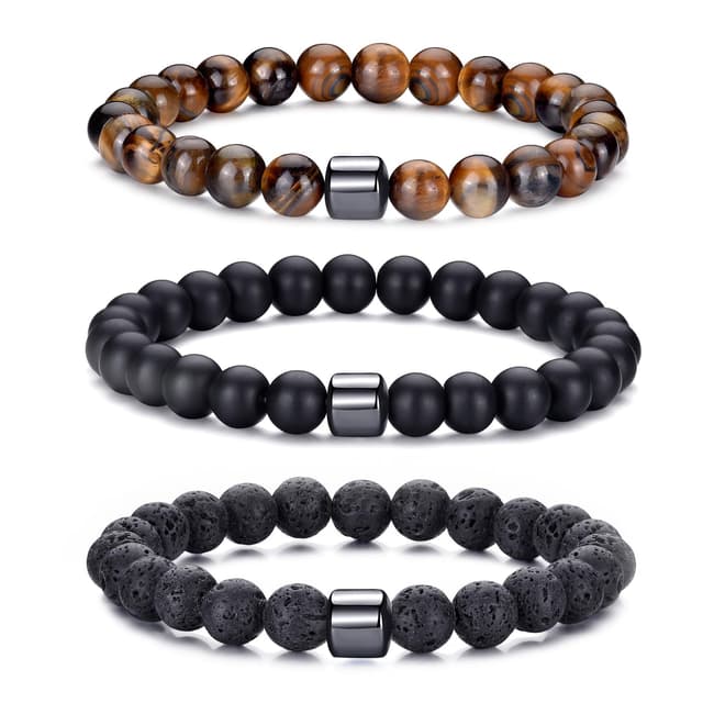 🎁 Männer Perlenarmband Set - Hochwertige Naturstein Armbänder