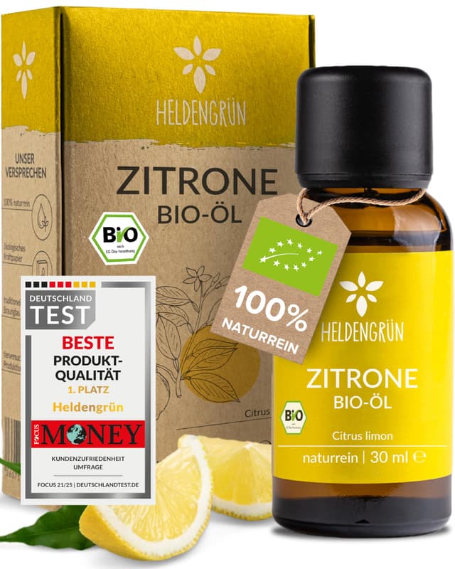 🍋 Heldengrün® BIO Zitronenöl 100% NATURREIN 🌿 Kaltgepresst aus echten Zitronen