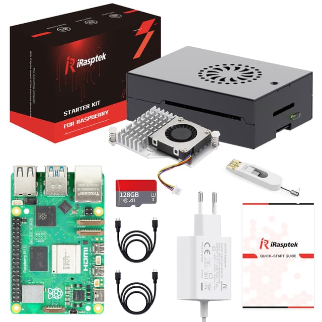 🌟 iRasptek Raspberry Pi 5 8GB Starter Kit - 128GB Edition von OS-Bookworm 🌟