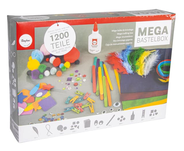 Rayher DIY Bastelset Kinder 1200 Teile 🎨🌟 Bastelbox Mix bunt 🎉 Starterset zum Basteln für Mädchen und Jungen ab 4 Jahre