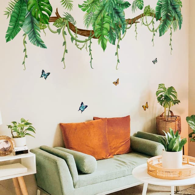🌿 HGDESIGN® Wandtattoo Wandaufkleber Grüne Pflanzen Hängende Blätter 🍃