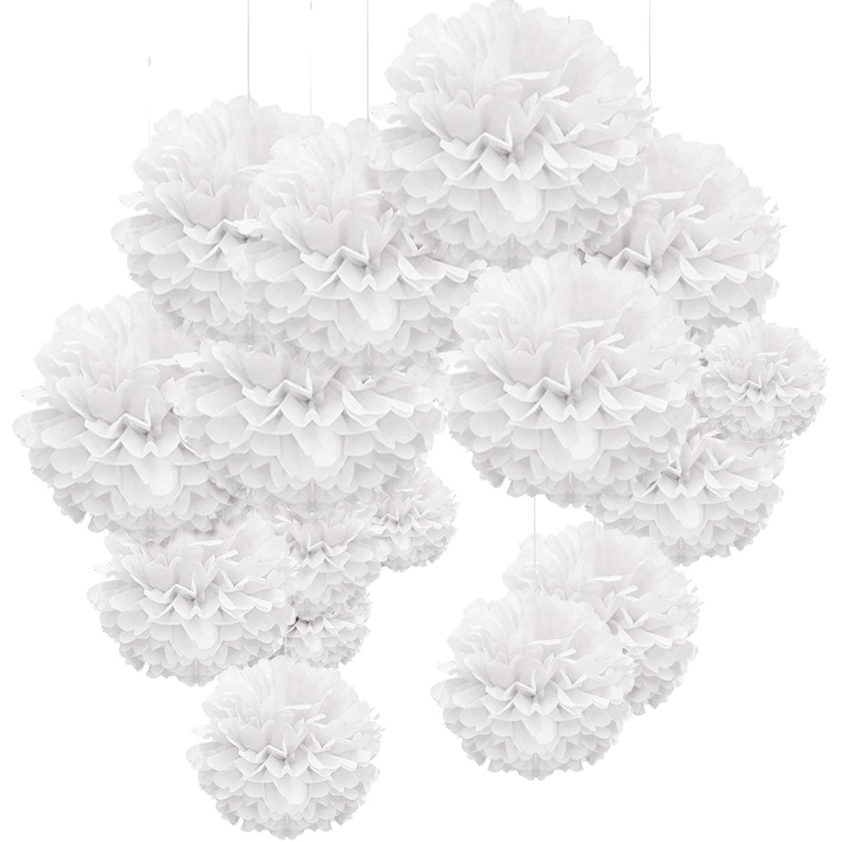 WEARXI Hochzeit Hochzeitsdeko Vintage Lampions, 24er Pompons Deko Weiß 🎉🌸